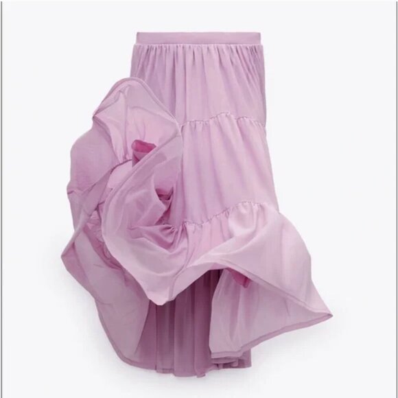 Zara Lilac Tulle Midi Skirt TRF Size S NEW WITHOUT TAG! - Picture 2 of 7
